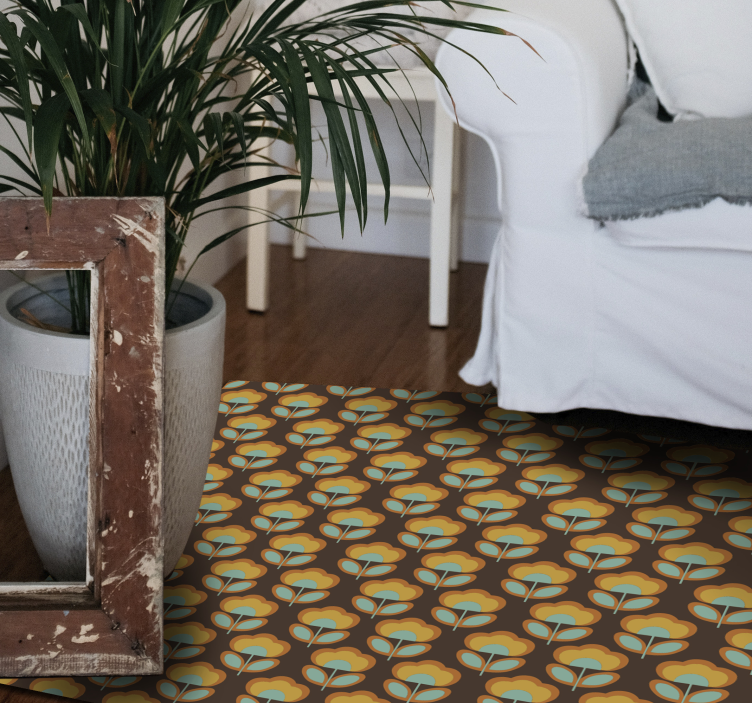 Vintage brown design floral vinyl carpet - TenStickers