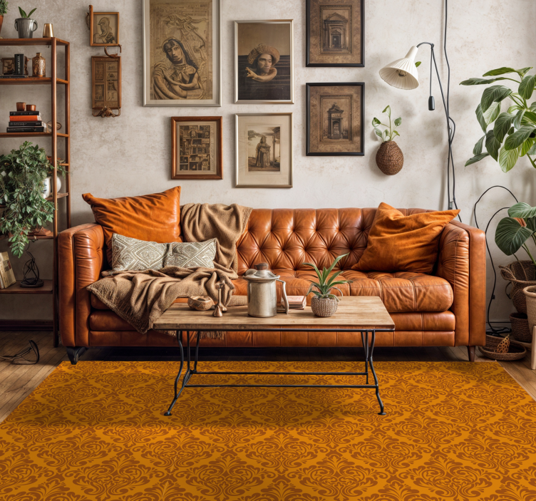 vintage damask orange vinyl carpet - TenStickers