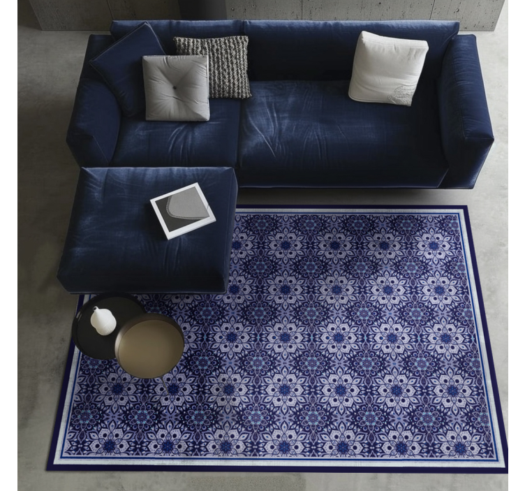 Vintage floral design blue vinyl carpet - TenStickers