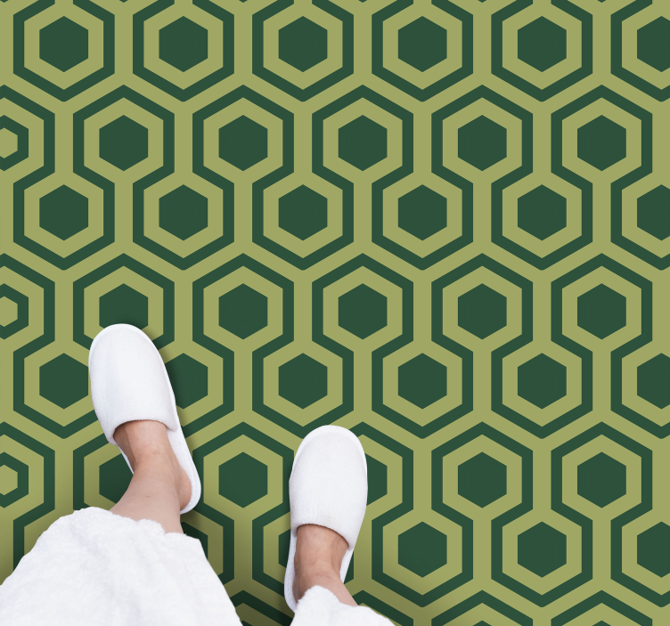 Vintage green hexagon tiles carpet - TenStickers