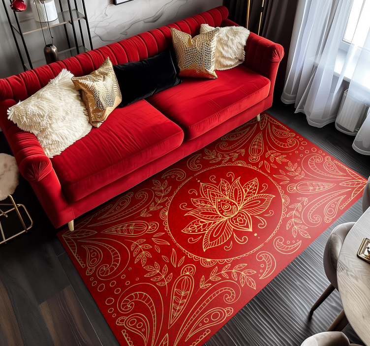 Vintage mandala design red vinyl carpet - TenStickers