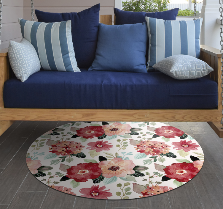 Vintage style vinyl rug with flowers - TenStickers