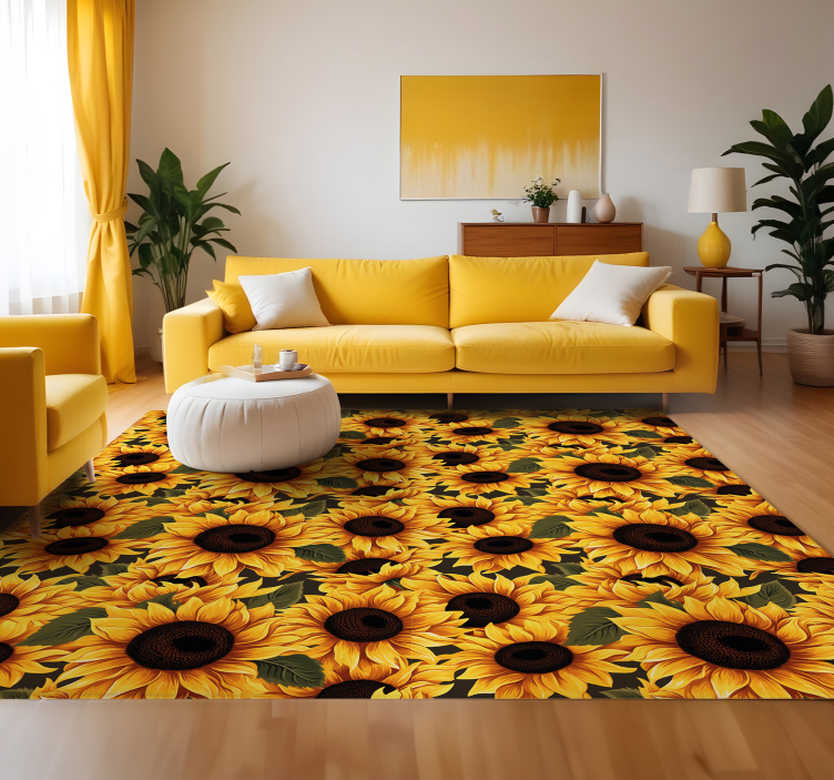 Vintage sunflower design yellow vinyl carpet - TenStickers