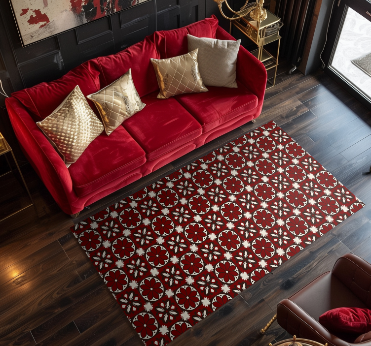 Vintage tile pattern red vinyl carpet - TenStickers