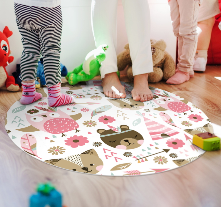Vinyl rug for kids bears and owls - TenStickers