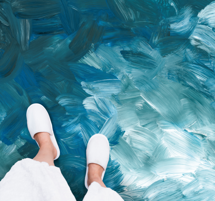 Vinyl rug oceanic brush strokes design - TenStickers