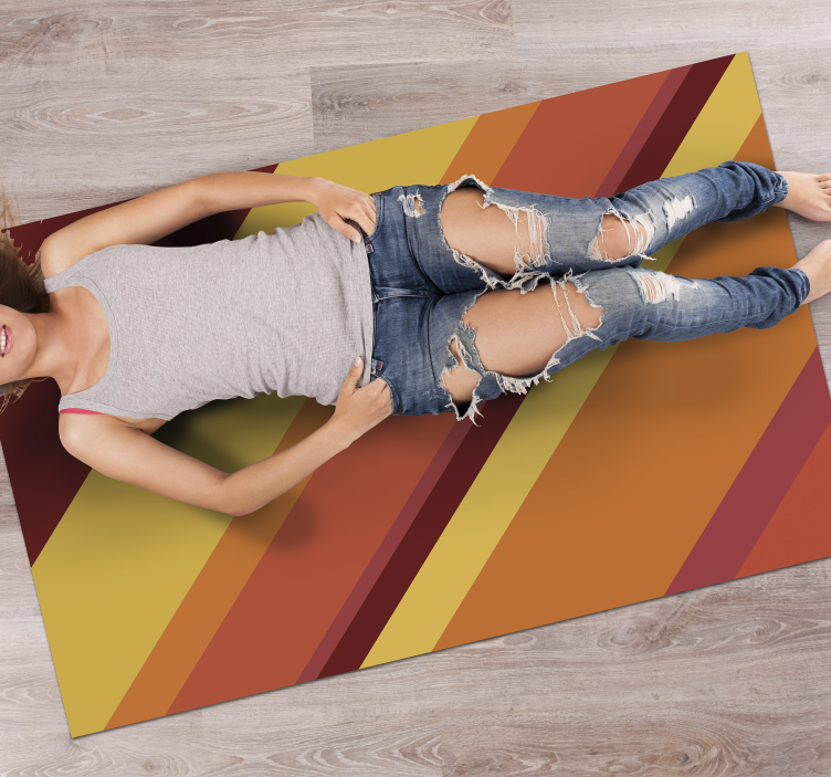 Warm retro stripes vintage vinyl carpet - TenStickers