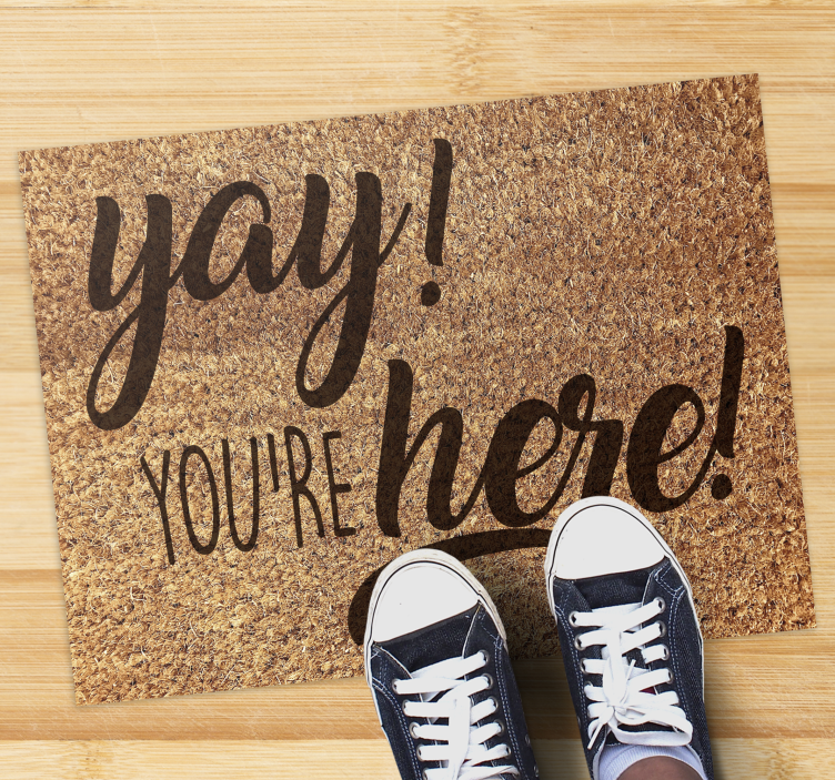 Warm welcome phrase entrance hall vinyl carpet - TenStickers