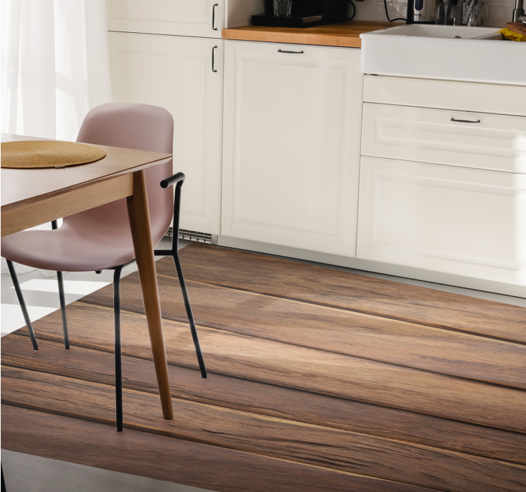 Warm Wooden Planks kitchen vinyl carpet - TenStickers
