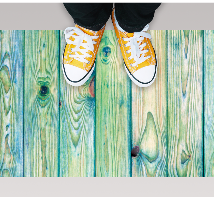 Washed blue and green wood effect vinyl rug - TenStickers