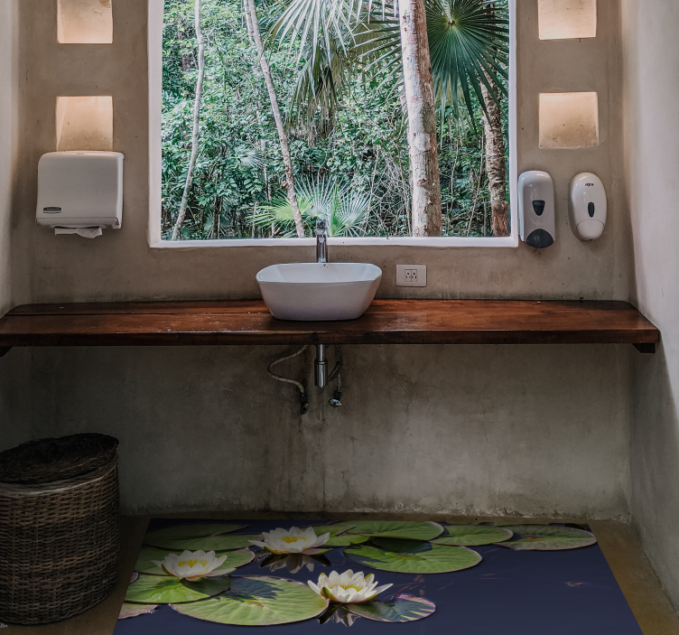 Water Lily Emblem floral vinyl carpet - TenStickers