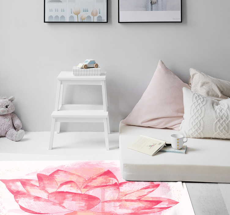 Watercolor Lotus floral vinyl carpet - TenStickers
