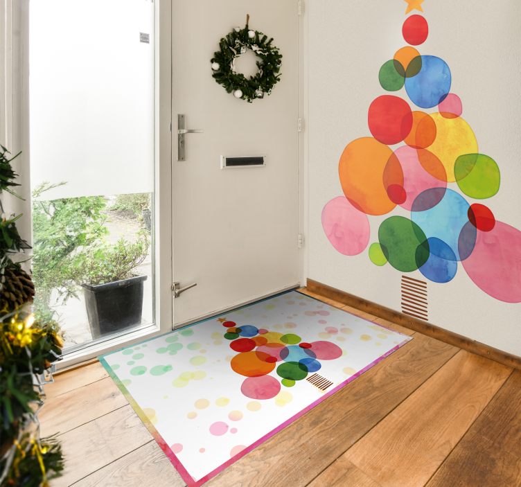 watercolor spruce Christmas vinyl carpet - TenStickers