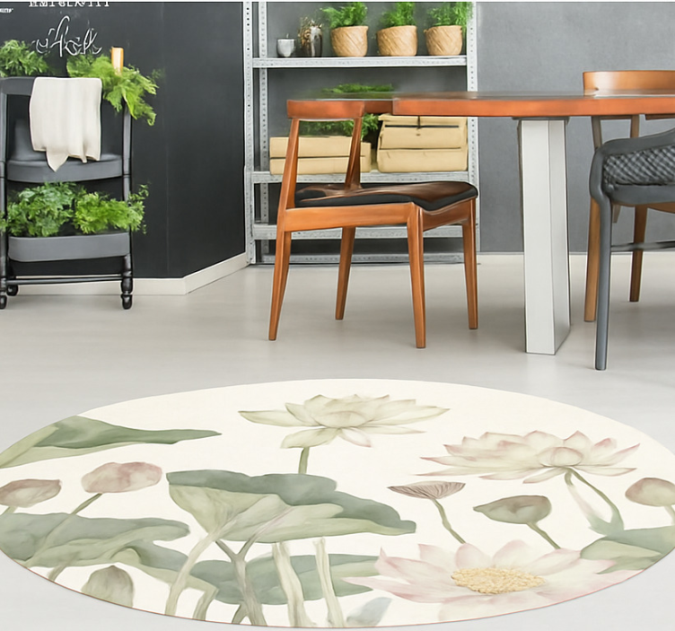 Watery Botanical Blooms dining room vinyl carpet - TenStickers