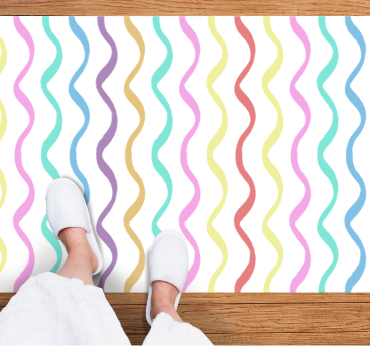 Wavy colorful lines nordic vinyl carpet - TenStickers