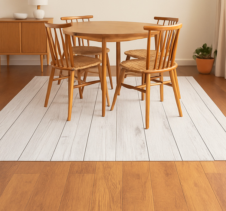 Weathered White Wood dining room vinyl carpet - TenStickers