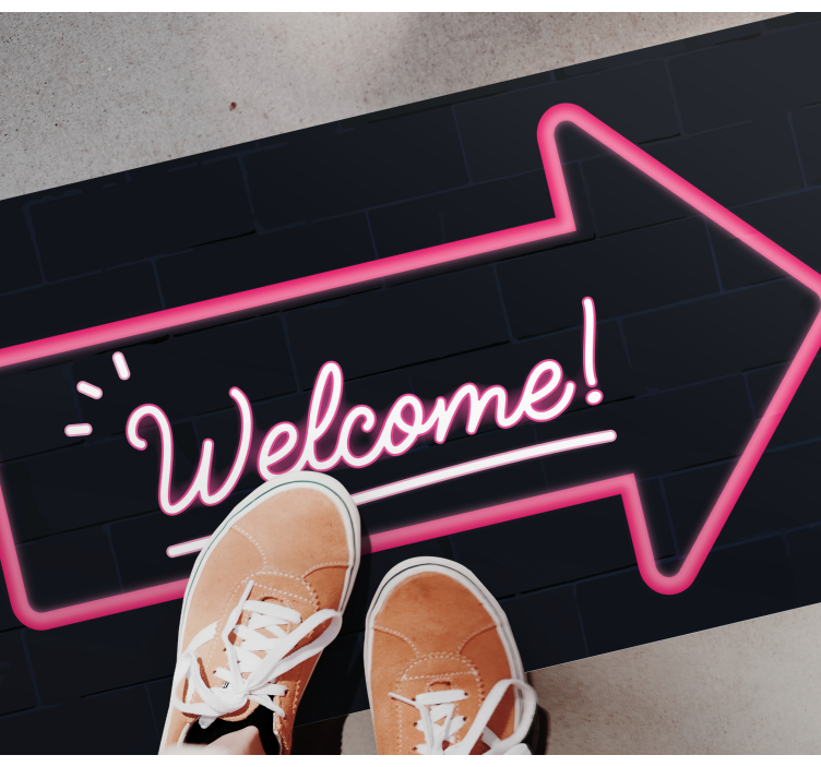Welcome pink arrow entrance hall vinyl carpet - TenStickers
