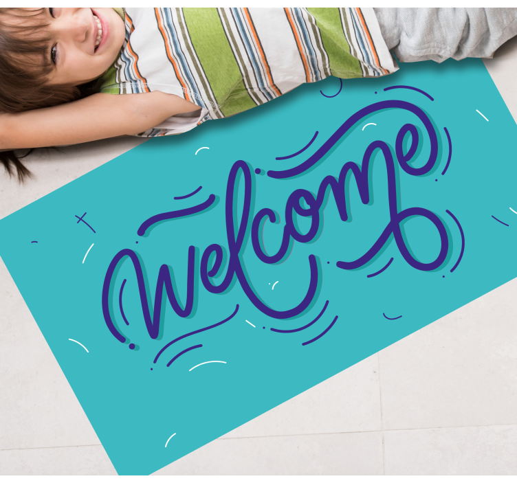 Welcome blue design entrance hall vinyl carpet - TenStickers