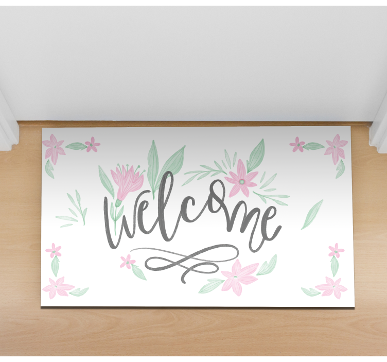 Welcome home flowers entrance hall vinyl carpet - TenStickers