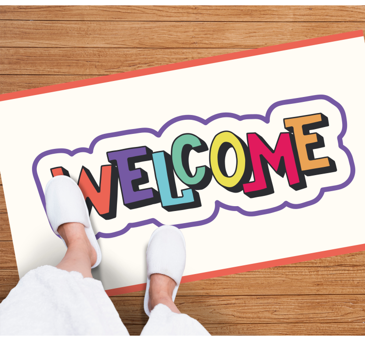 Colorful welcome sign entrance hall vinyl carpet - TenStickers