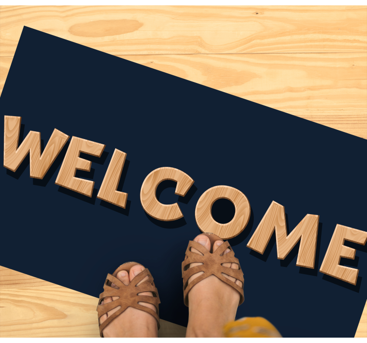 Welcome wooden sign entrance hall vinyl carpet - TenStickers
