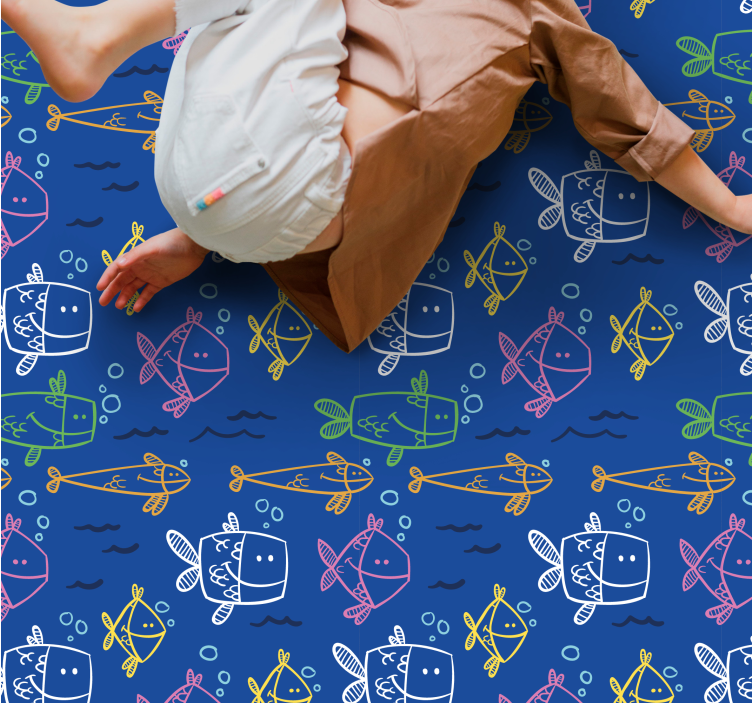 Whimsical Fish Illustration kids vinyl carpet - TenStickers