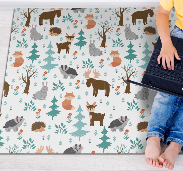 Whimsical Forest Creatures nursery vinyl carpet - TenStickers