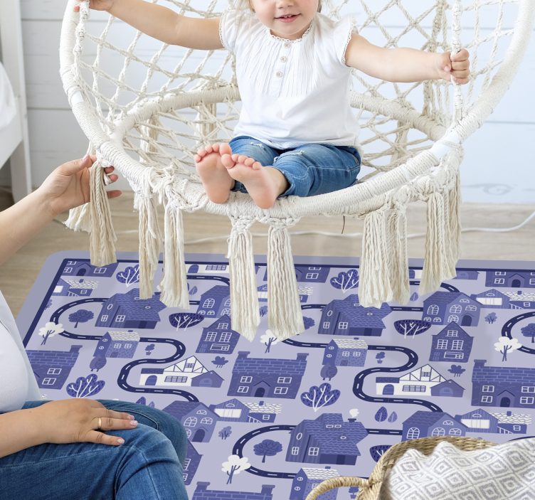 Blue townscape design road vinyl carpet - TenStickers