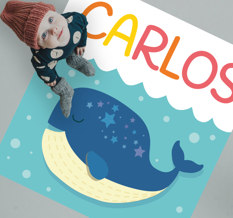 Whimsical Whale Scene custom vinyl carpet - TenStickers