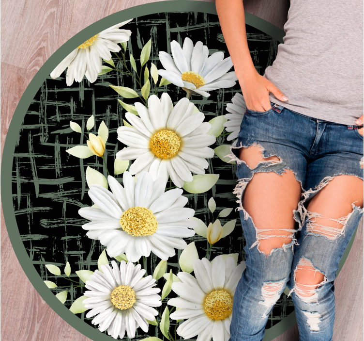 White Daisy Arrangement floral vinyl carpet - TenStickers