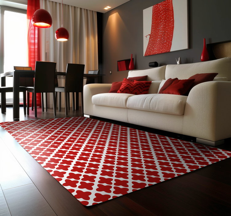 White geometric pattern red vinyl carpet - TenStickers