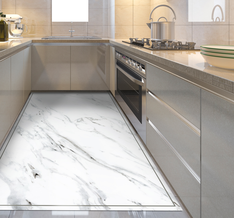 White marble stone vinyl flooring - TenStickers
