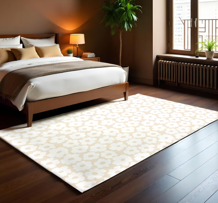 White poppy floral vinyl carpet - TenStickers