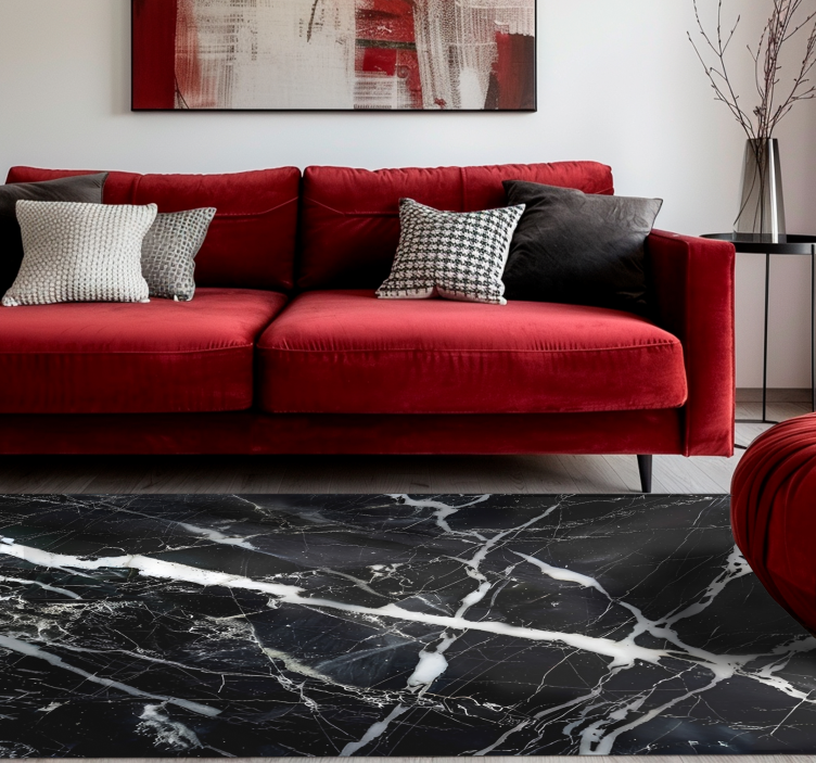 White shades marble  black vinyl rug - TenStickers