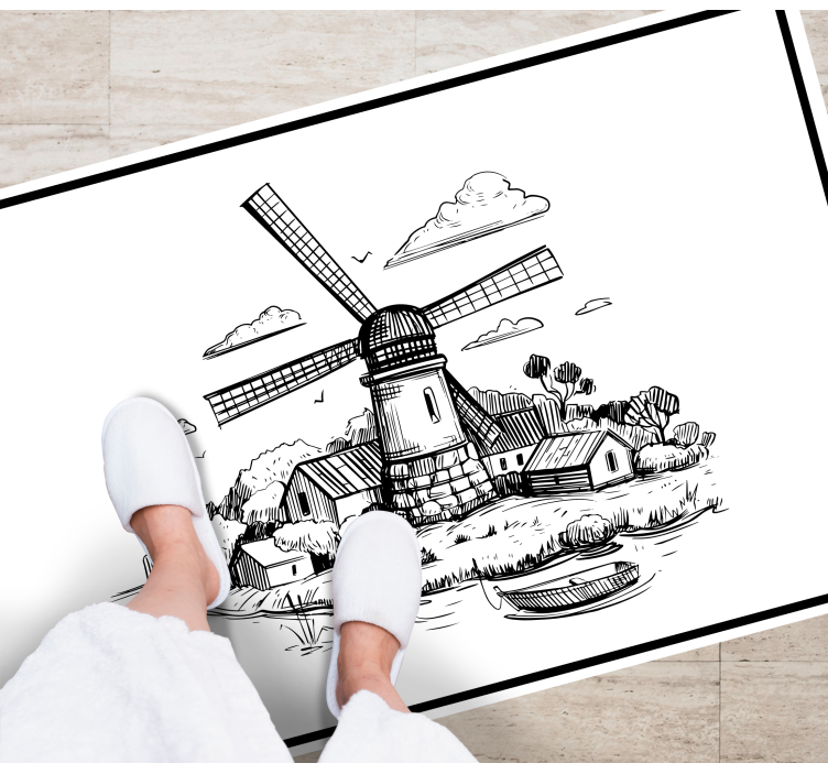 Windmill Landscape vintage vinyl carpet - TenStickers