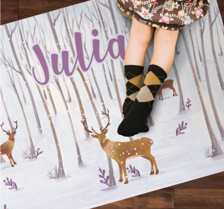 Winter Forestscape custom vinyl carpet - TenStickers