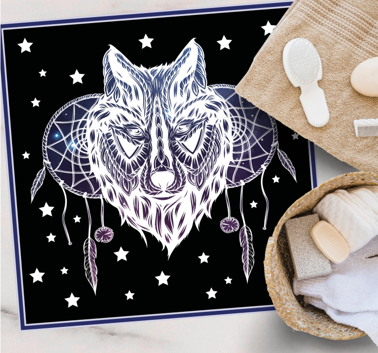 Wolf Dreamcatcher Stars nursery vinyl carpet - TenStickers