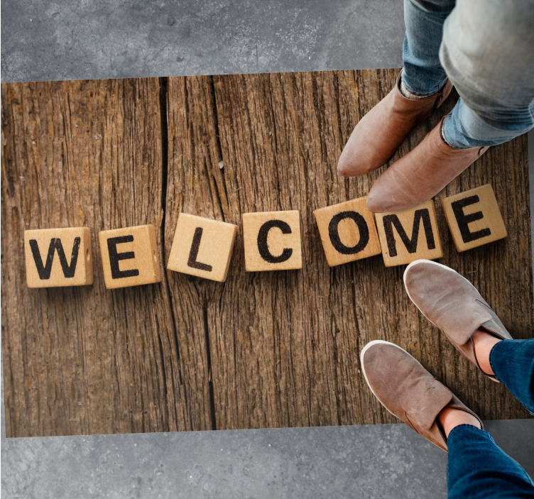 Wooden Alphabet Welcome custom vinyl carpet - TenStickers
