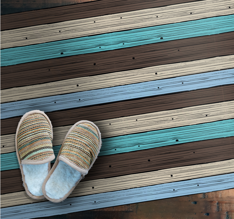 Blue and brown stripes wood effect vinyl carpet - TenStickers