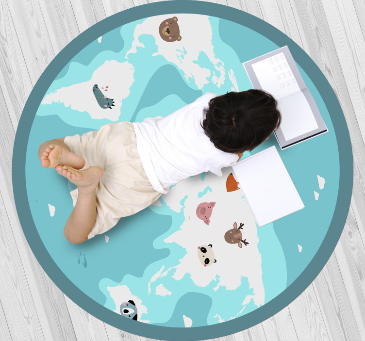 World animal map kids vinyl carpet - TenStickers