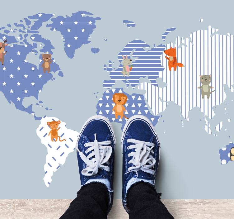 World Map Adventure kids vinyl carpet - TenStickers