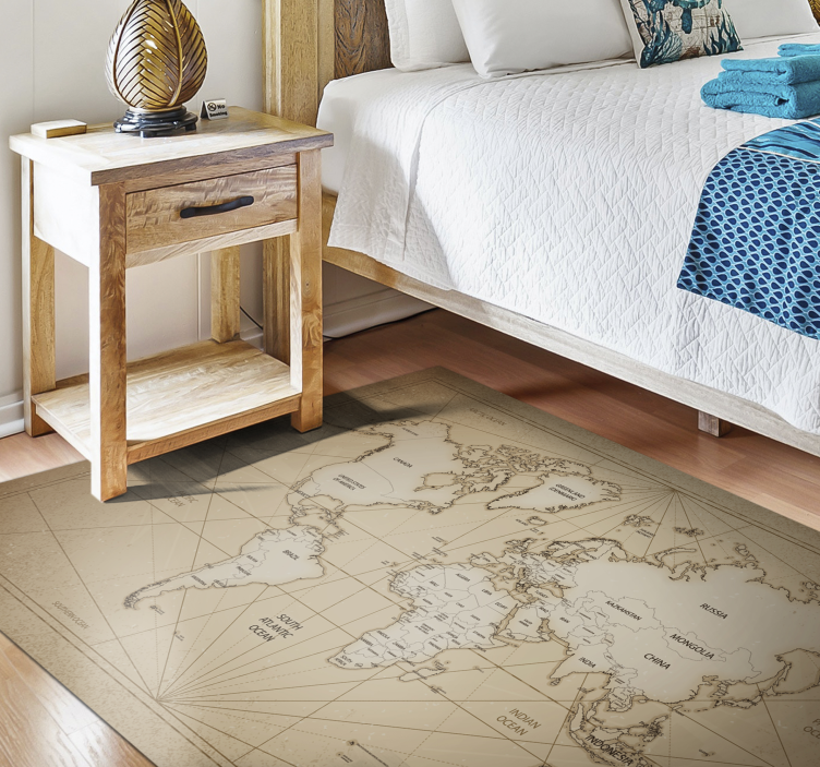 World Map Art bedroom vinyl carpet - TenStickers