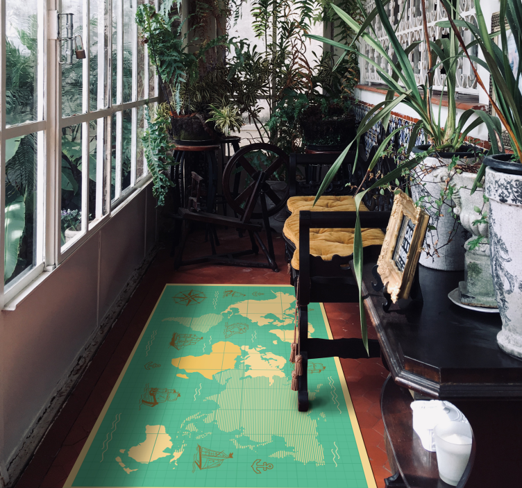 World Map with boats vinyl rug - TenStickers