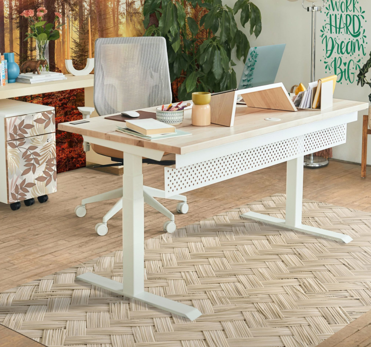 Basket weave imitation wood effect vinyl carpet - TenStickers