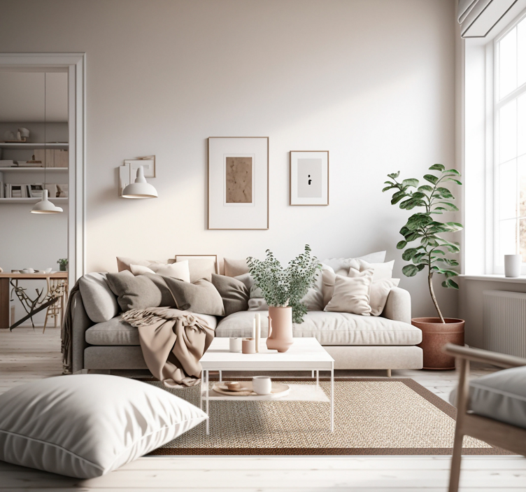 Woven rattan vinyl wood flooring rug - TenStickers