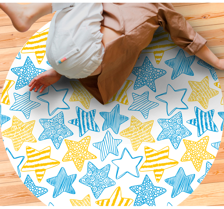 Yellow and blue design star vinyl carpet - TenStickers