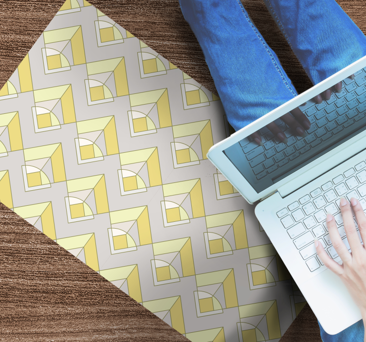 Yellow and gray pattern geometric vinyl carpet - TenStickers