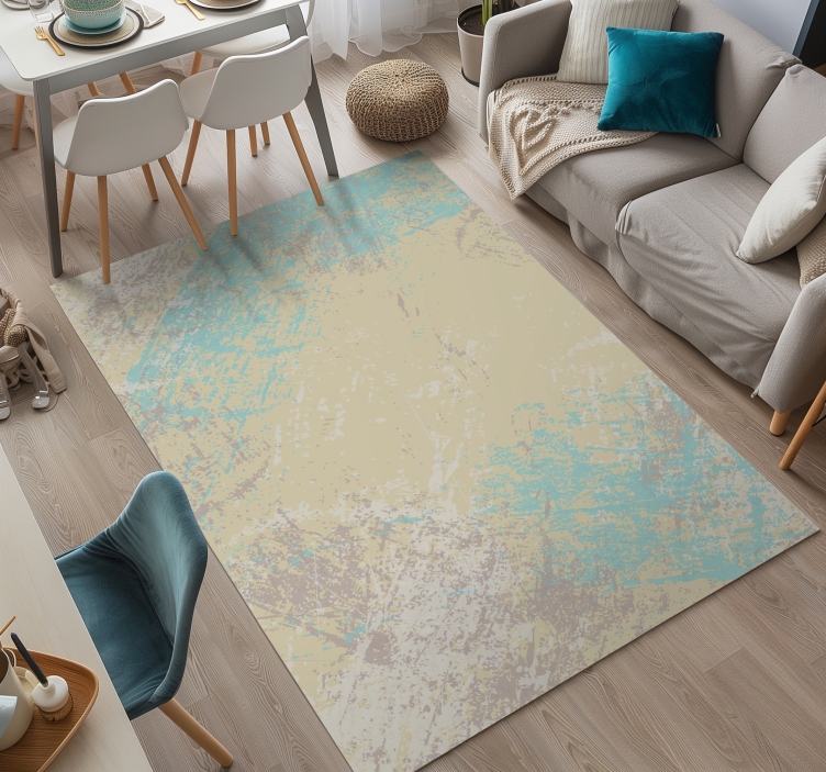 Yellow & Blue abstract design dining room vinyl carpet - TenStickers