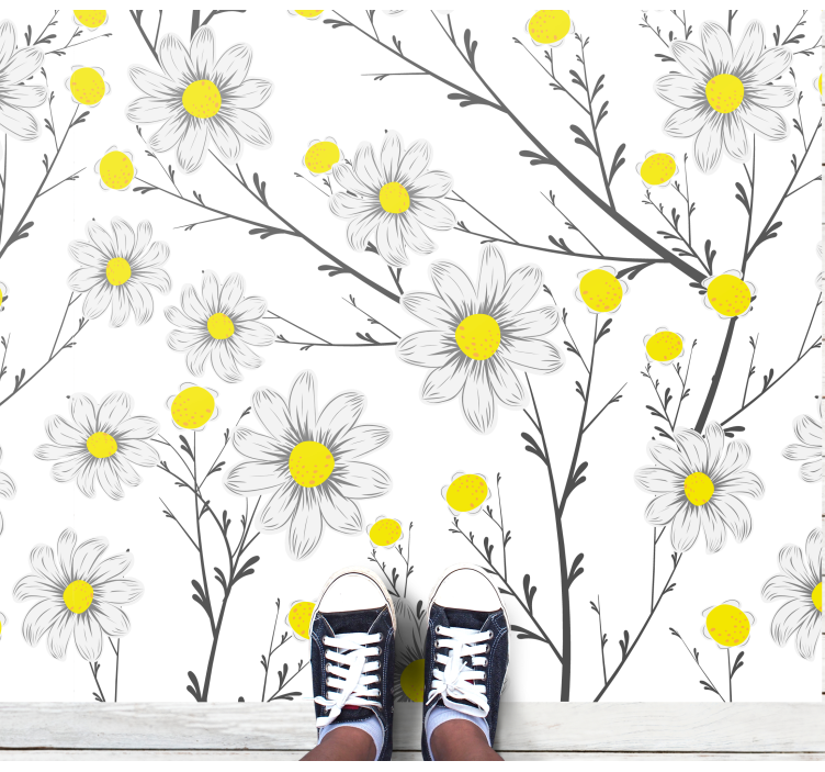 Yellow Floral Motif floral vinyl carpet - TenStickers