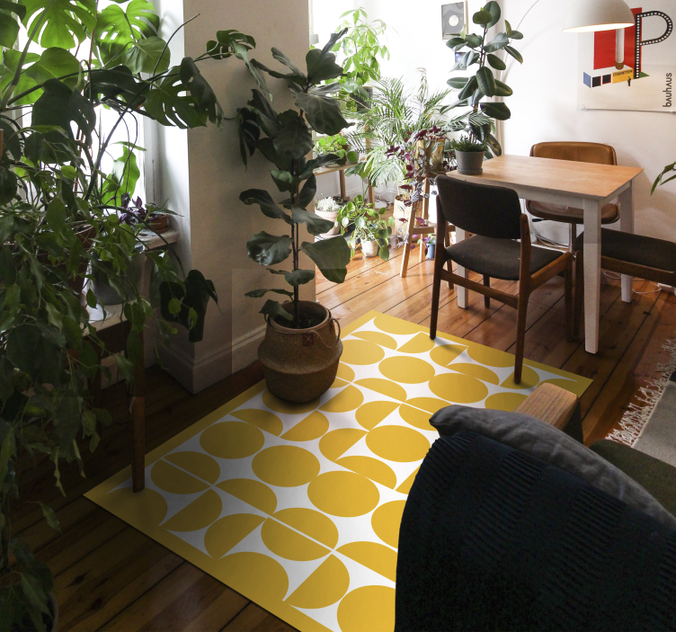 Yellow Circle Pattern geometric vinyl carpet - TenStickers